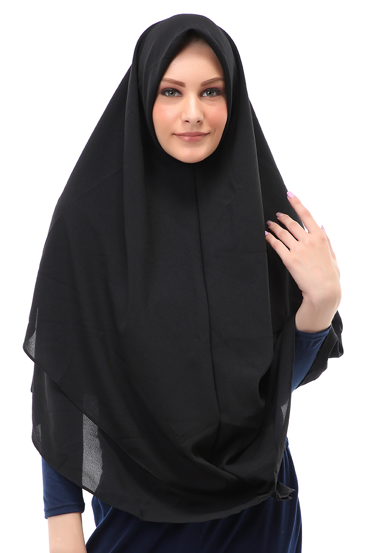 Evernoon Layla Jilbab Syar'i Jumbo Motif Polos Relaxed Fit - Black