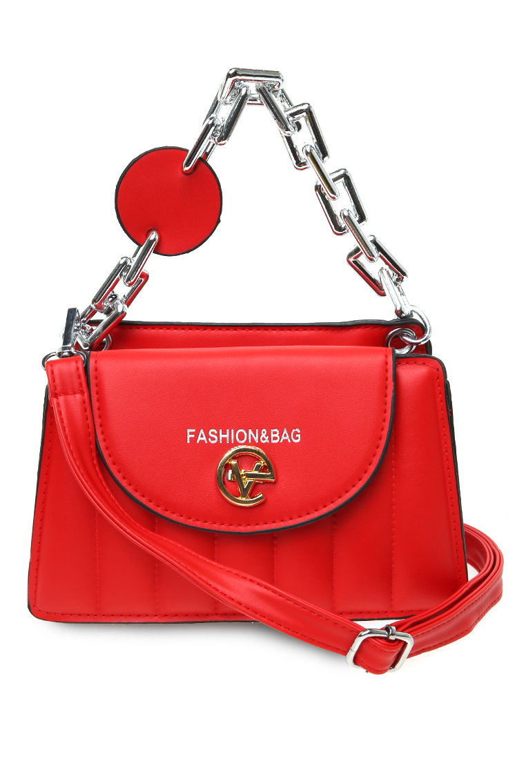 Evernoon Slingbags Elegant Detail Kancing Snap Design Stylish - Merah