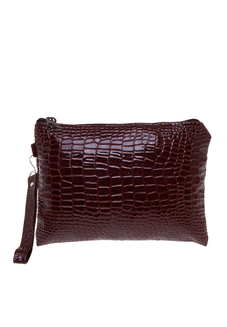 Evernoon Laica Clutch Wanita Design Simple Tas Genggam Woman Premium Quality - Brown