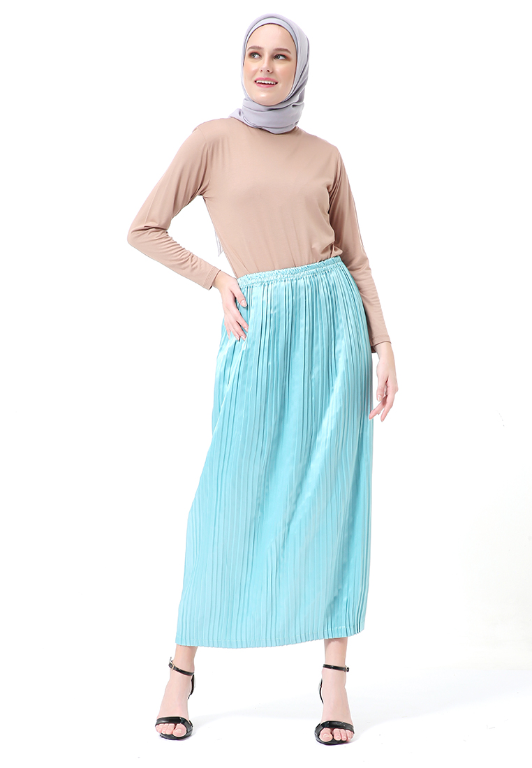 Evernoon Angely Rok Plisket Rubbery Waist Fashion Wanita Simple - Mint