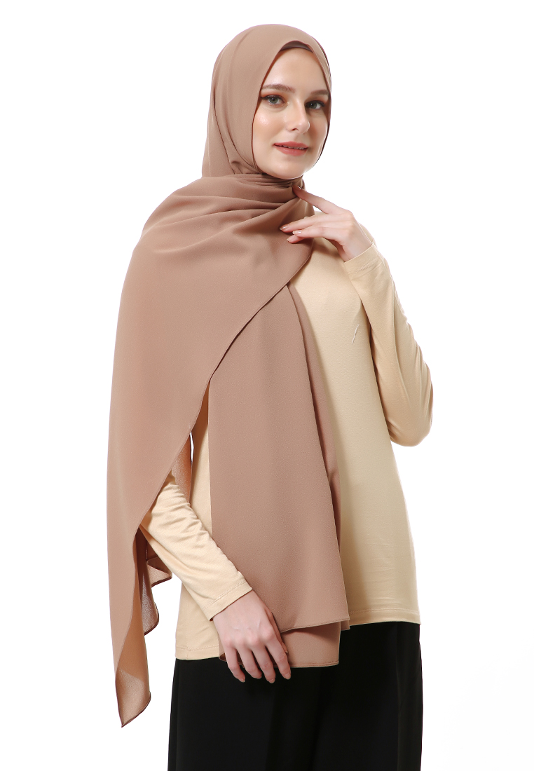 Evernoon Marit Pashmina Syari Polos Muslimah Wanita Premium High Quality - Ovaltine