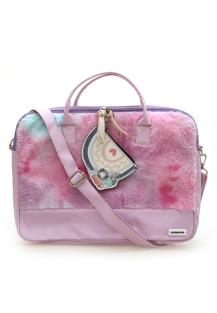 Evernoon Shania Laptop SlingBag Fluffy Purple Pink With Mini Pouch - Purple 1 Rainbow