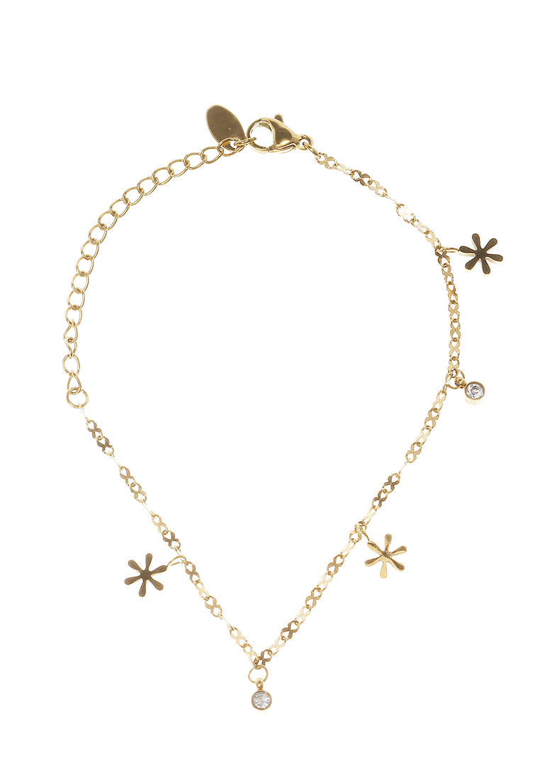 Evernoon Gelang Rantai Aksesoris Wanita Motif Bunga Design Casual Premium Quality - Gold