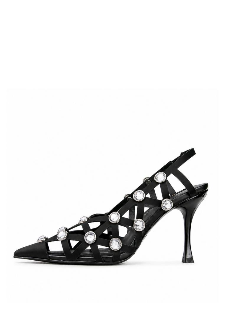 EVIGI Heels Stiletto Wanita Hitam Slip On 4.5 cm