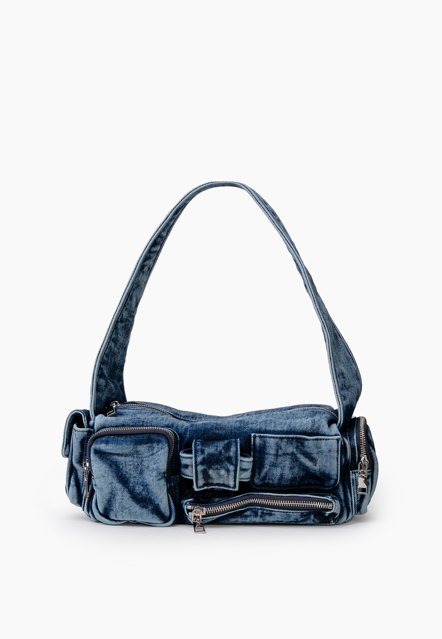 EVIGI Tas Bahu Wanita Denim Multi Pocket Y2K Biru