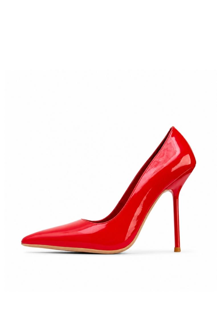 EVIGI Red Stiletto Pumps Slip On Heels 12 cm