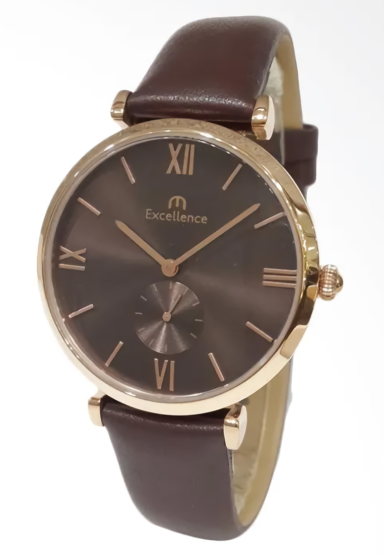 Excellence - Jam Tangan Analog Wanita - Rosegold - Brown Leather Strap - 8116 MRGBNBN