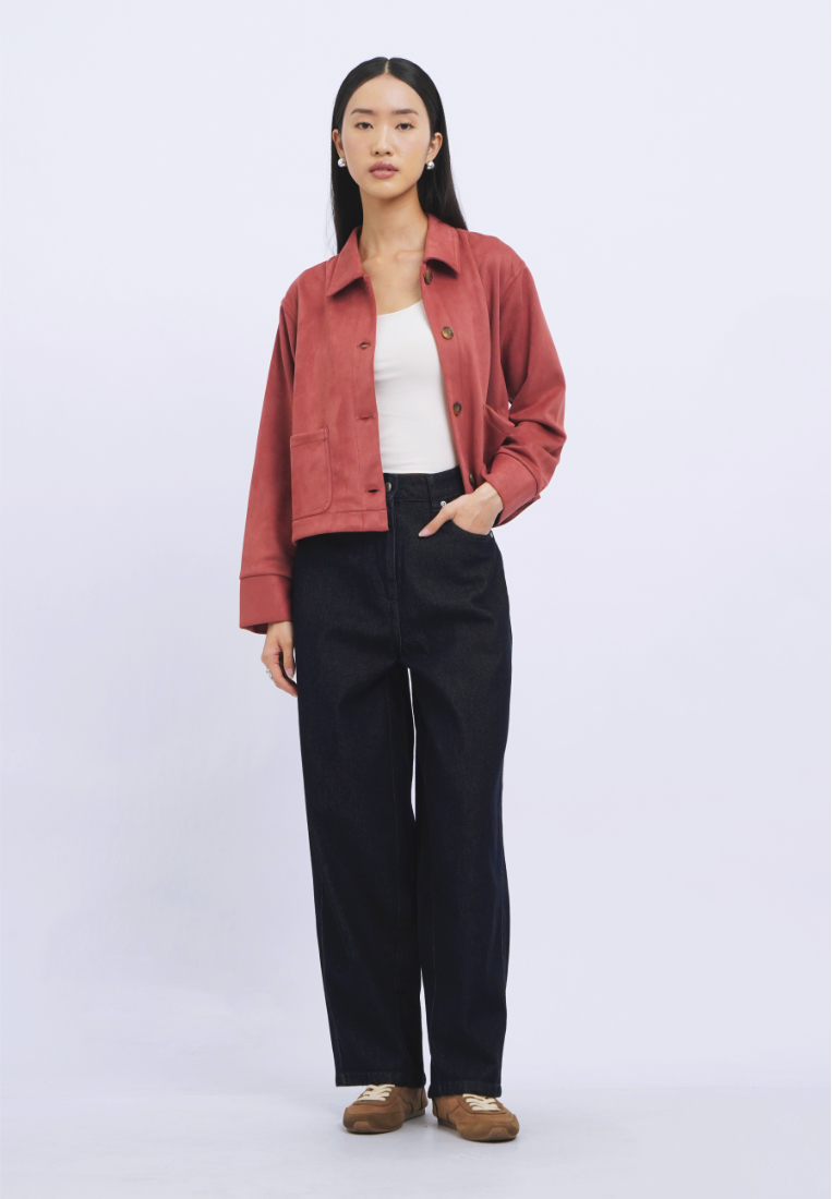 Executive Long Sleeve Boxy Suede Jacket