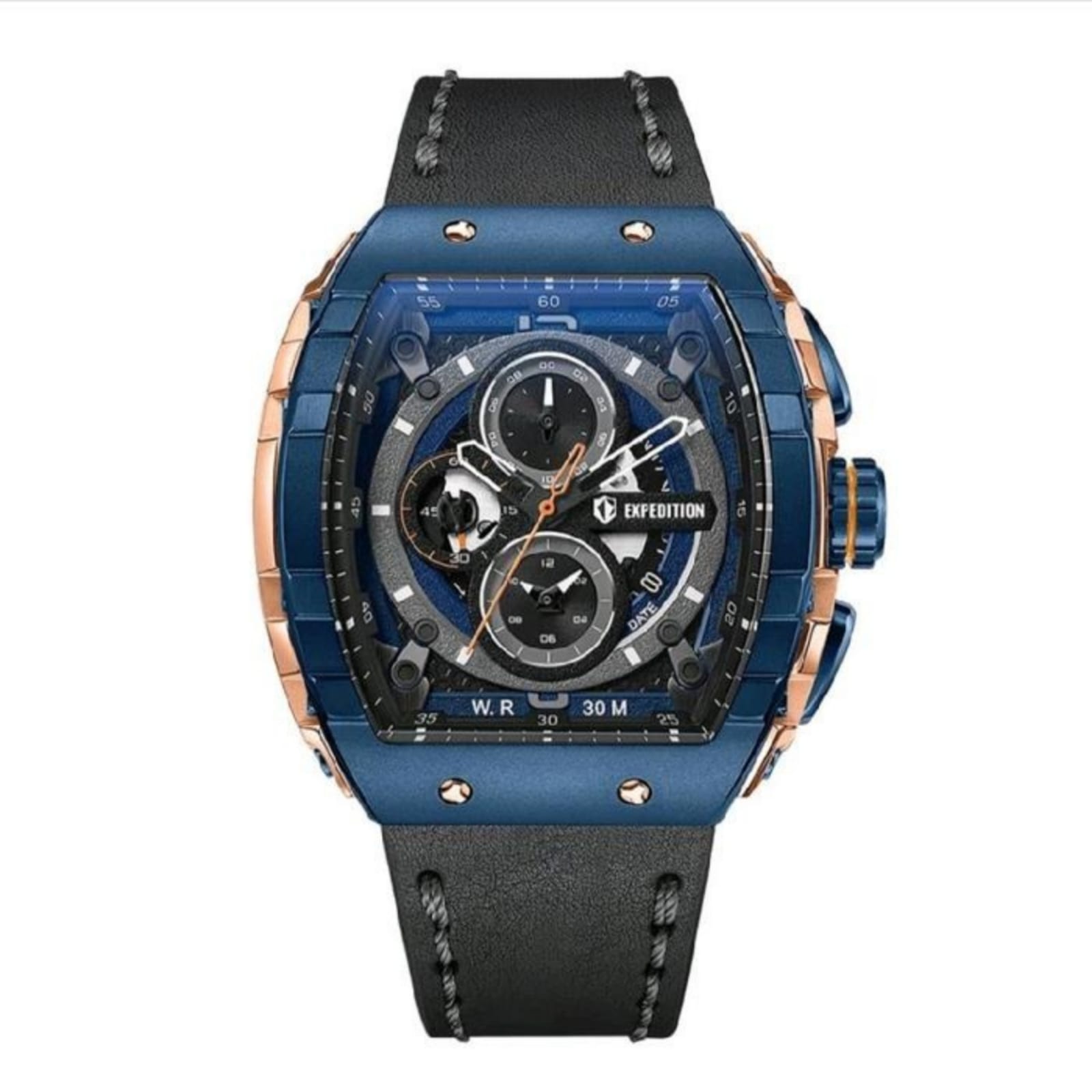 Expedition 6782 Rosegold Ring Biru Kulit Hitam Cowok