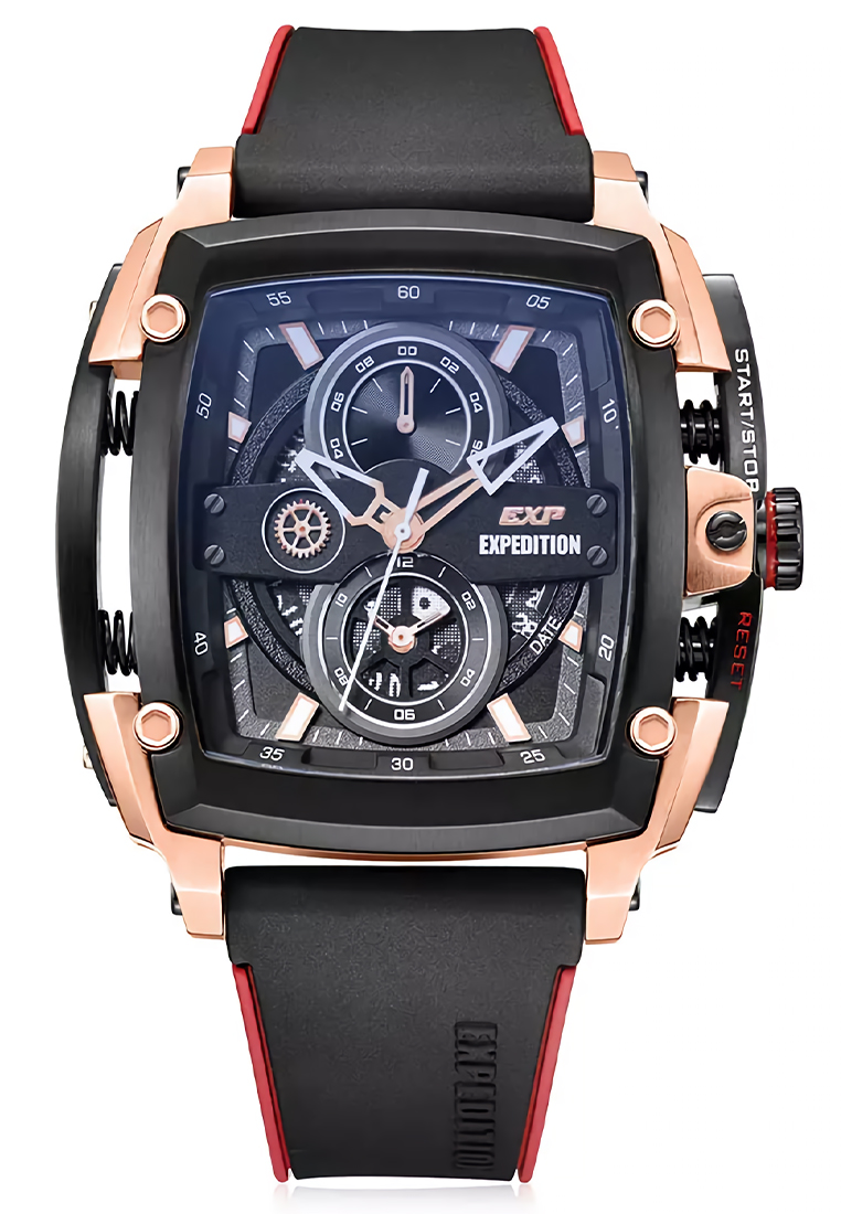 Expedition EXP - Jam Tangan Pria - Rosegold - Black Rubber Strap - 3008 MCRBRBARE