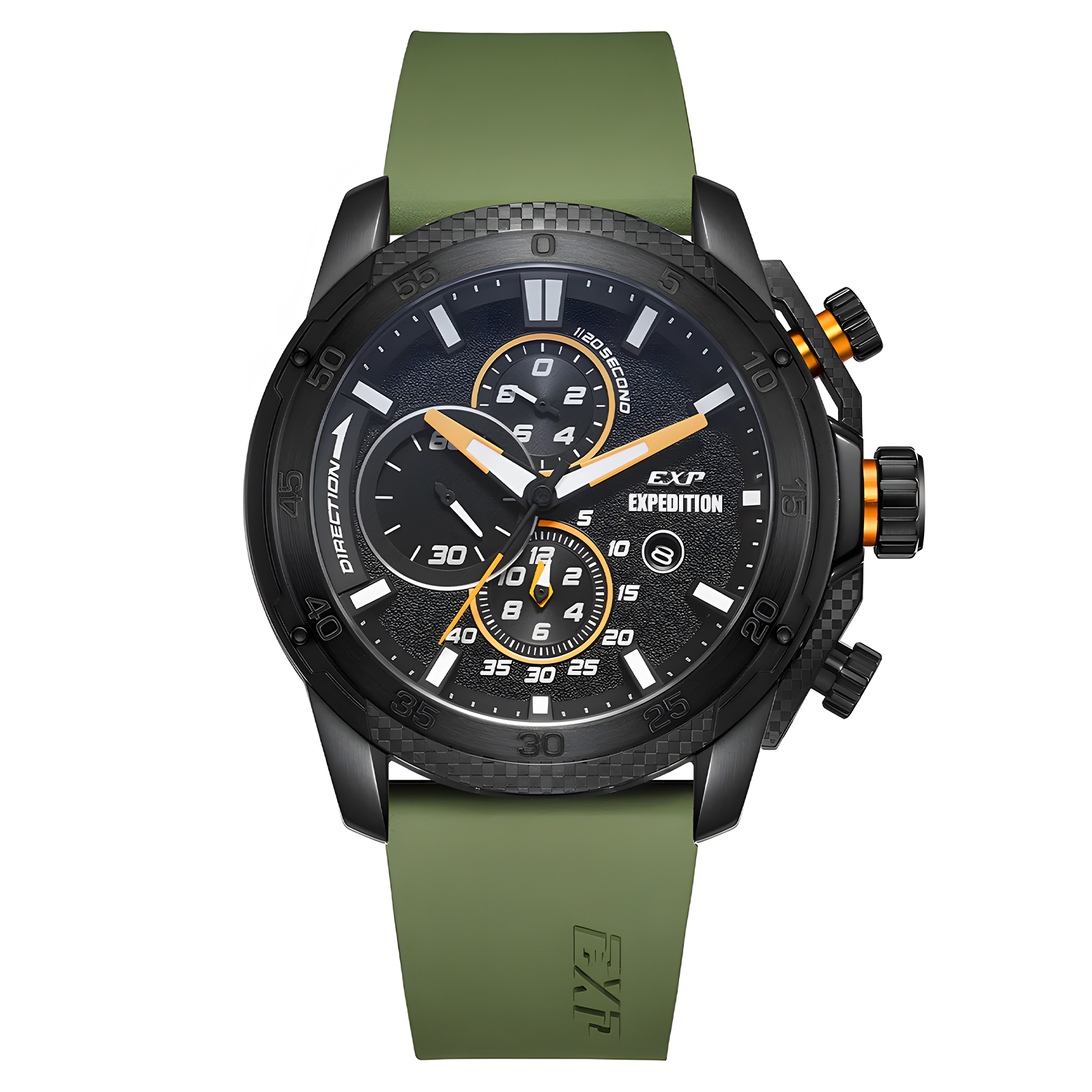 Expedition EXP - Jam Tangan Chronograph Pria - Black Green - Rubber Strap - 6810 MCRIPBAGN