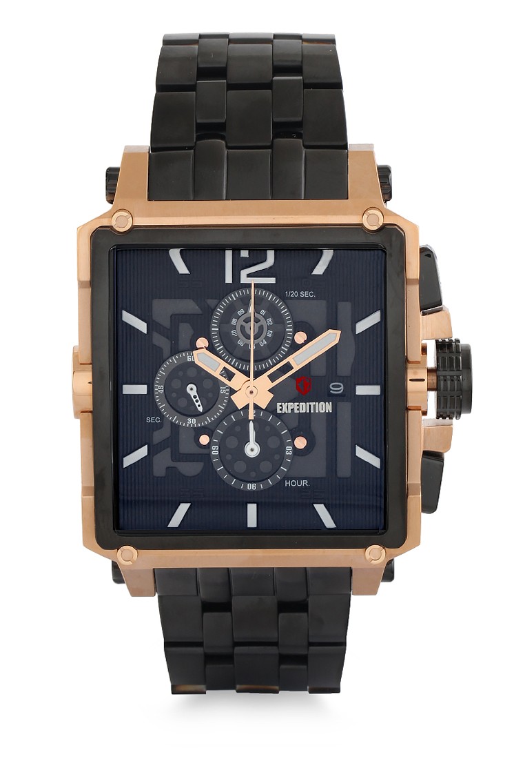 Expedition Jam Tangan Pria - Black Rosegold - Stainless Steel - 6618 MCBBRBA