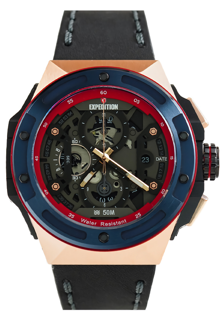 Jam Tangan Expedition E 6818 MCLURBARE Chronograph Pria Stainless Steel Hitam