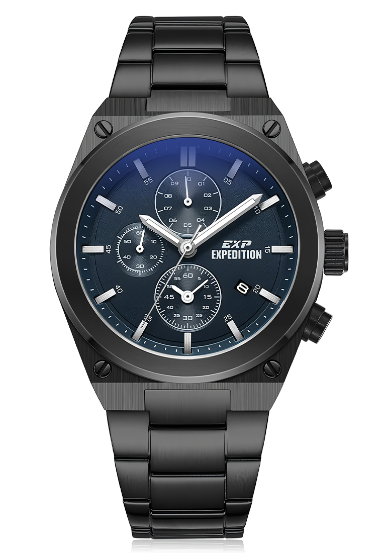 Expedition EXP 6850 MCBIPBU - Jam Tangan Analog Pria - Black Blue - Stainless Steel