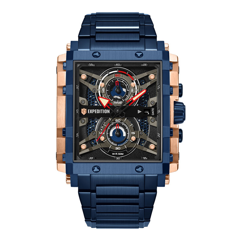 Expedition Jam Tangan Pria Expedition Chronograph E 6757 MC BURBA-1 Men Blue Dial Blue Stainless Ste