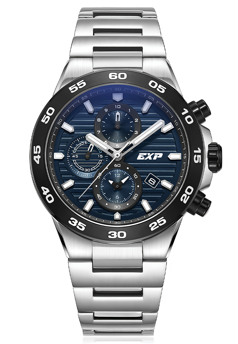 Expedition 6848 MCBTBBU - Jam Tangan Chronograph Pria - Silver Blue - Stainless Steel