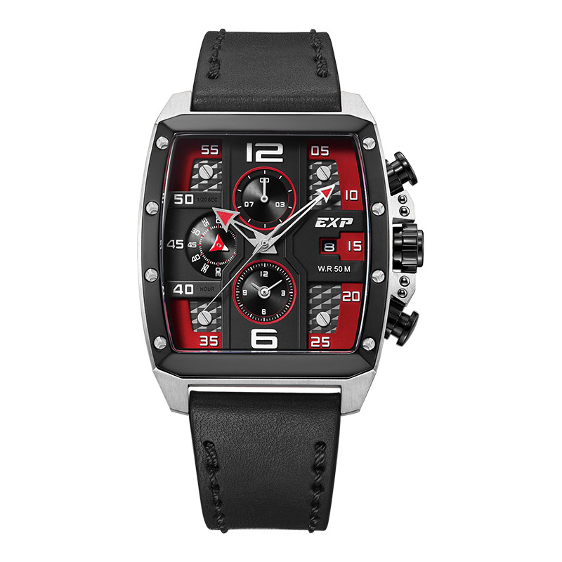 Expedition Jam Tangan Pria Expedition Chronograph E 6636 BC LTBRE Men Dual Tone Dial Black Leather S