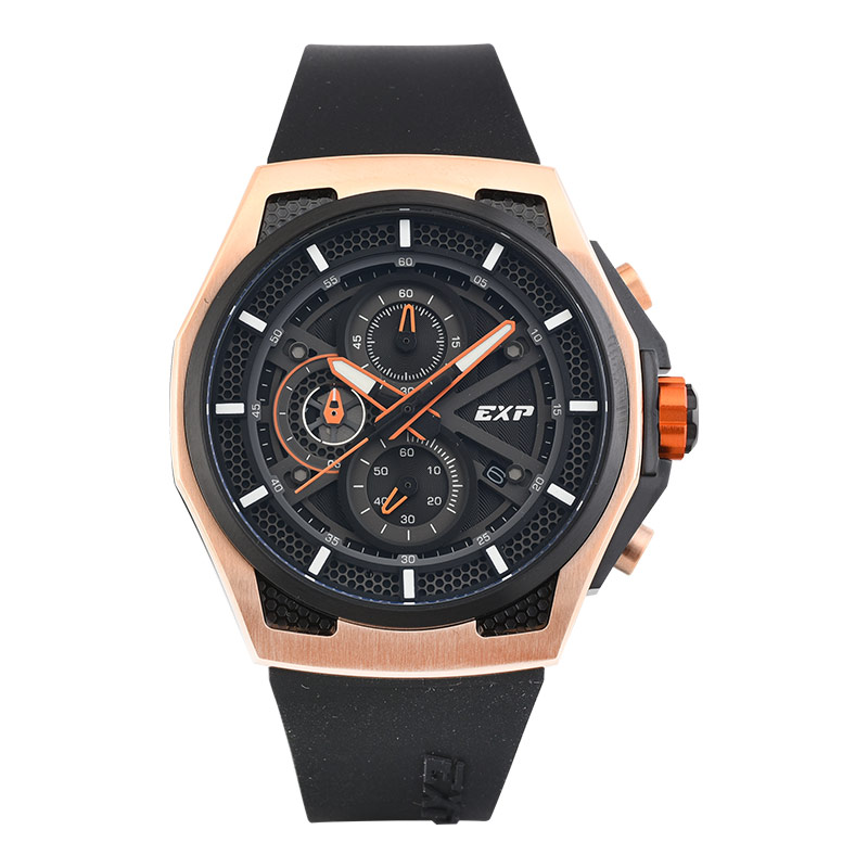 Expedition Jam Tangan Pria Expedition Chronograph E 6842 MC RBRBA Men Black Dial Black Rubber Strap