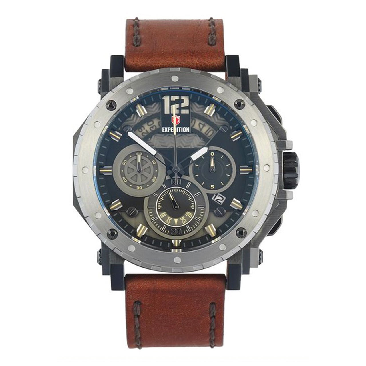 Expedition Jam Tangan Pria - Brown Black - Leather - 6402 MCLEPBAIV