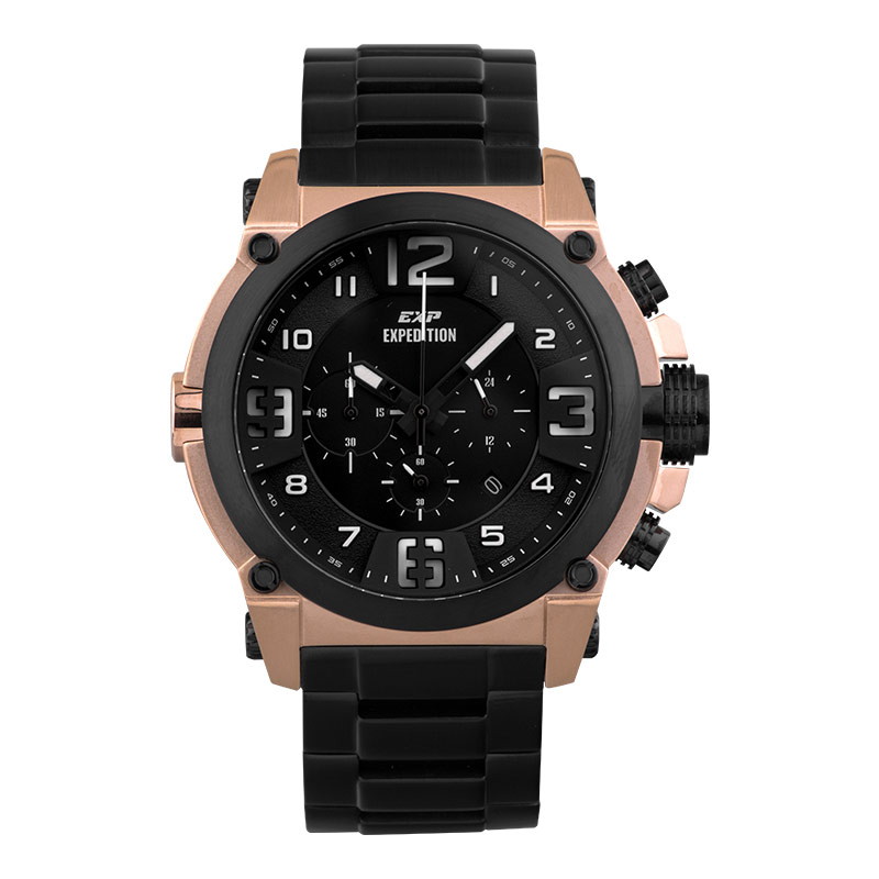 Expedition Jam Tangan Pria Expedition Chronograph E 6605 MC BBRBA Man Black Dial Stainless Steel Str