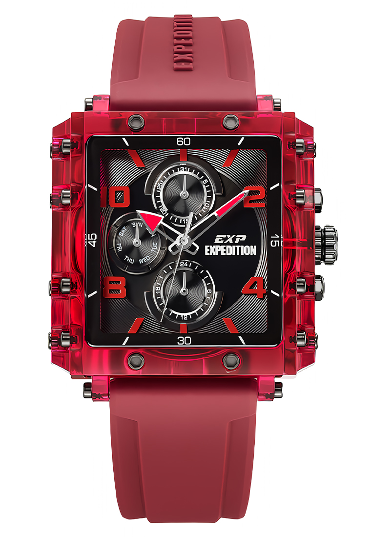 Expedition Jam Tangan Analog Wanita - Transparent Red - Rubber Strap - 6808MFRIGBARE