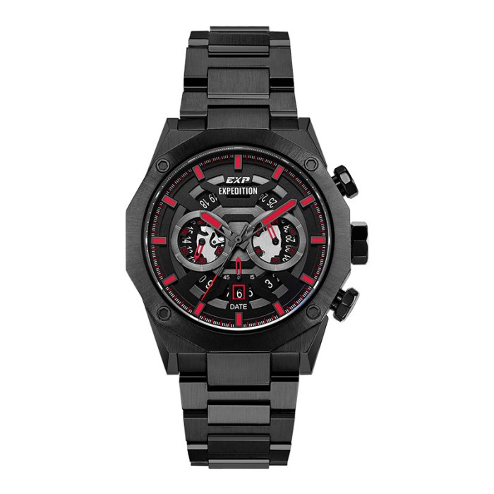 Expedition 6834 Rantai Full Black Dial Merah Cowok