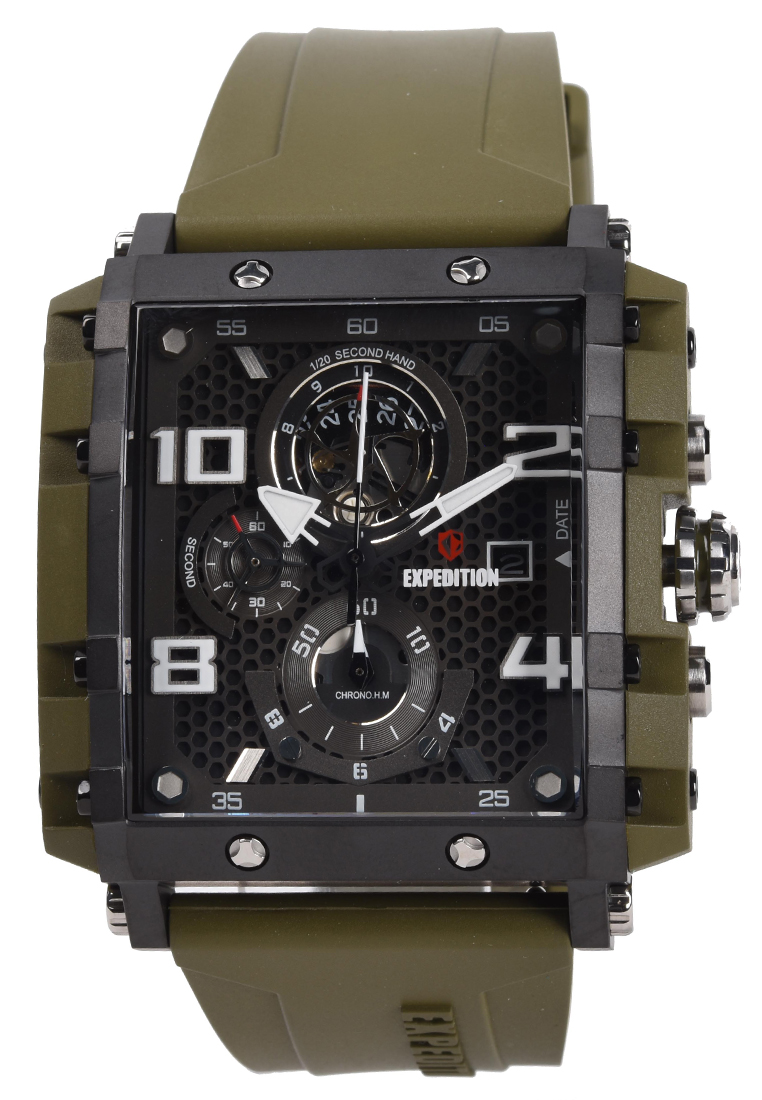 Expedition - Jam Tangan Pria - Black - Green Rubber Strap - 6757MCRTBBAGN