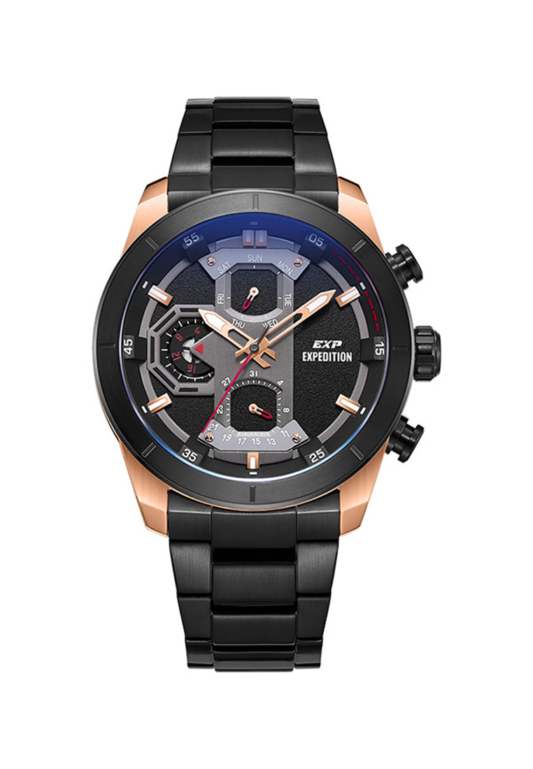 Expedition Jam Tangan Pria Expedition Modern Classic E 6828 MF BBRBA Black Dial Black Stainless Stee