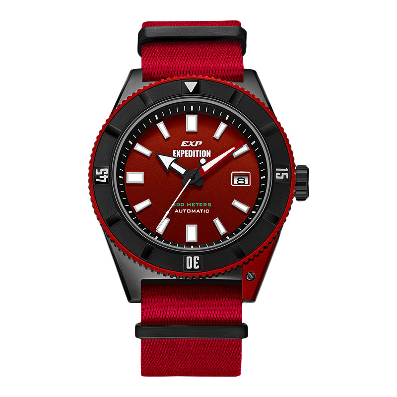 Jam Tangan Pria Expedition E 6819 MA NIPRE Water Resistant 200M Automatic Red Dial Nylon Strap