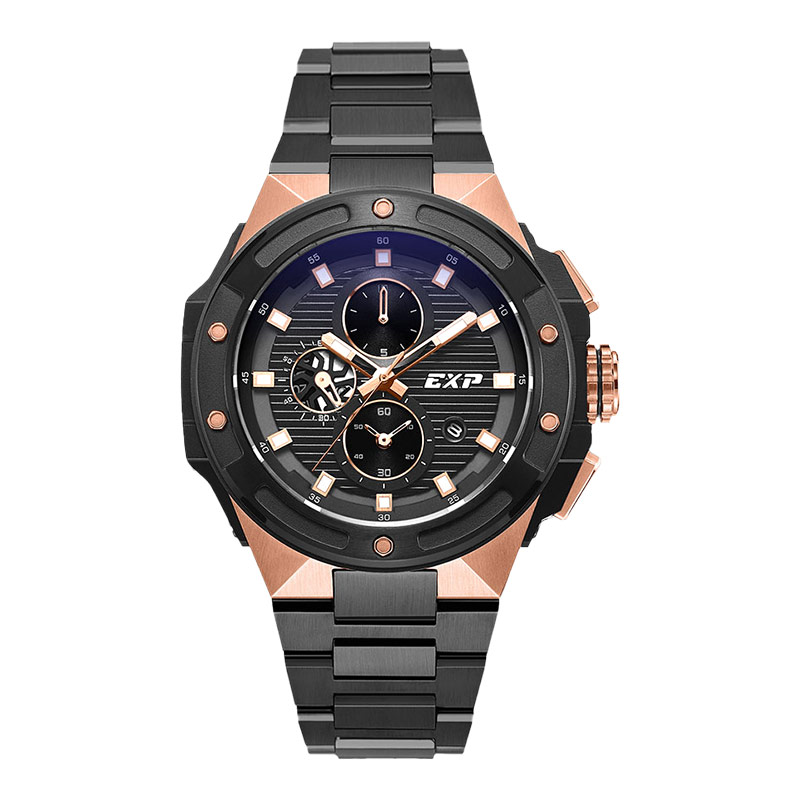 Expedition Jam Tangan Pria Expedition Chronograph E 6818 MC BBRBA Men Black Dial Black Stainless Ste