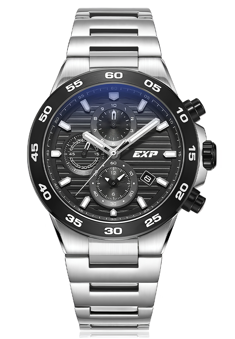 Expedition 6848 MCBTBBA - Jam Tangan Chronograph Pria - Silver Black - Stainless Steel
