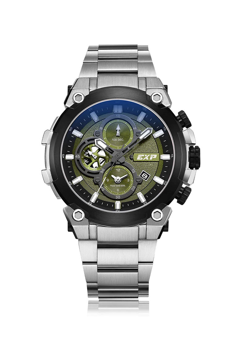Expedition Jam Tangan Pria - Silver Black Green - Stainless Steel - 6841 MCBTBGN