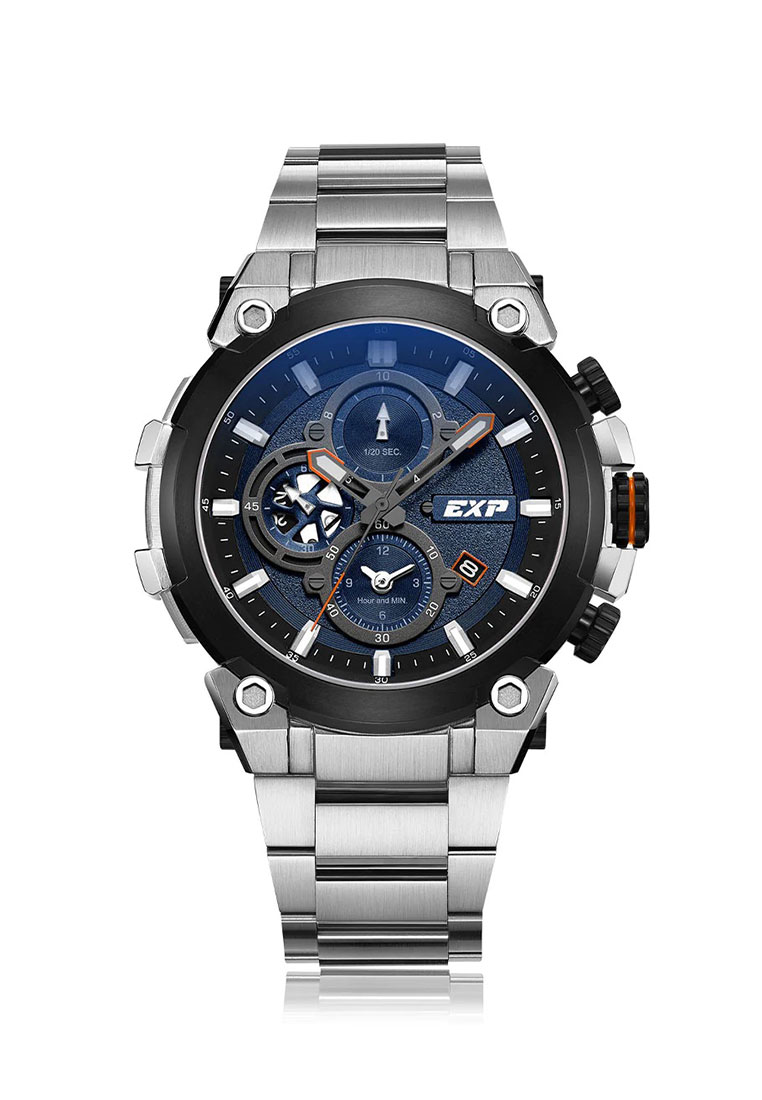 Expedition Jam Tangan Pria - Silver Black Blue - Stainless Steel - 6841 MCBTBBU