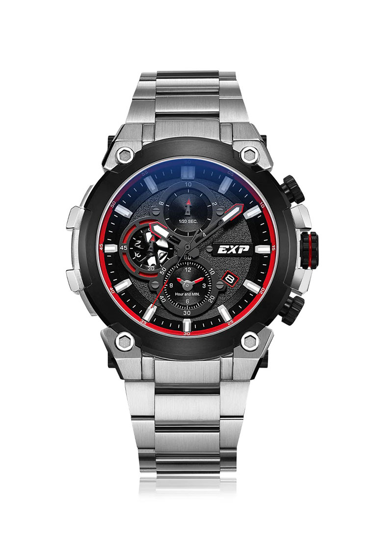 Expedition Jam Tangan Pria - Silver Black Red - Stainless Steel - 6841 MCBTBBARE