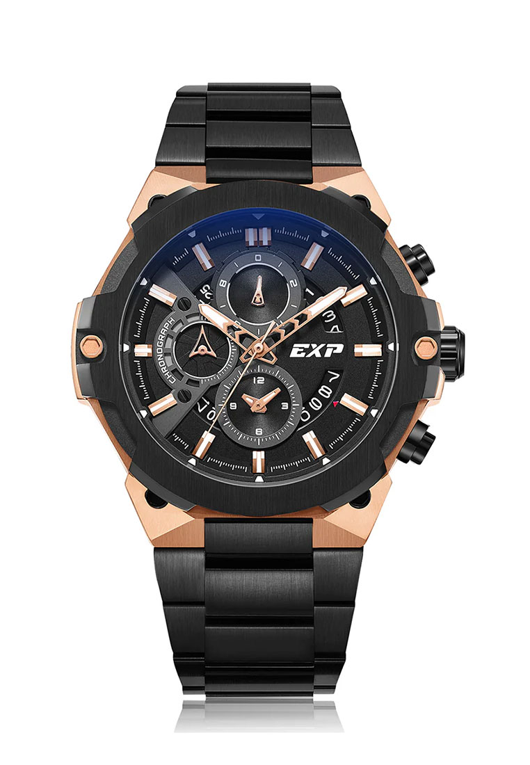 Expedition Jam Tangan Pria - Black Rosegold - Stainless Steel - 6838 MCBBRBA