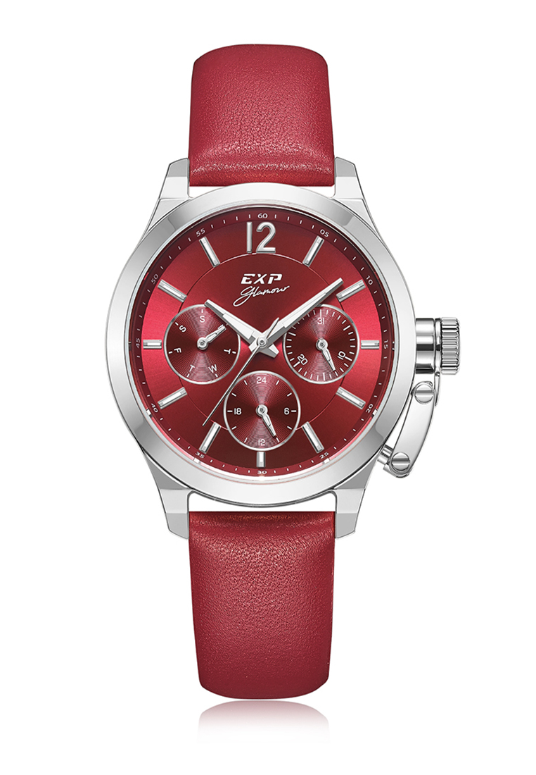 Expedition Ladies Women Quartz Band Silver Red 34mm E6381BFLSSRE