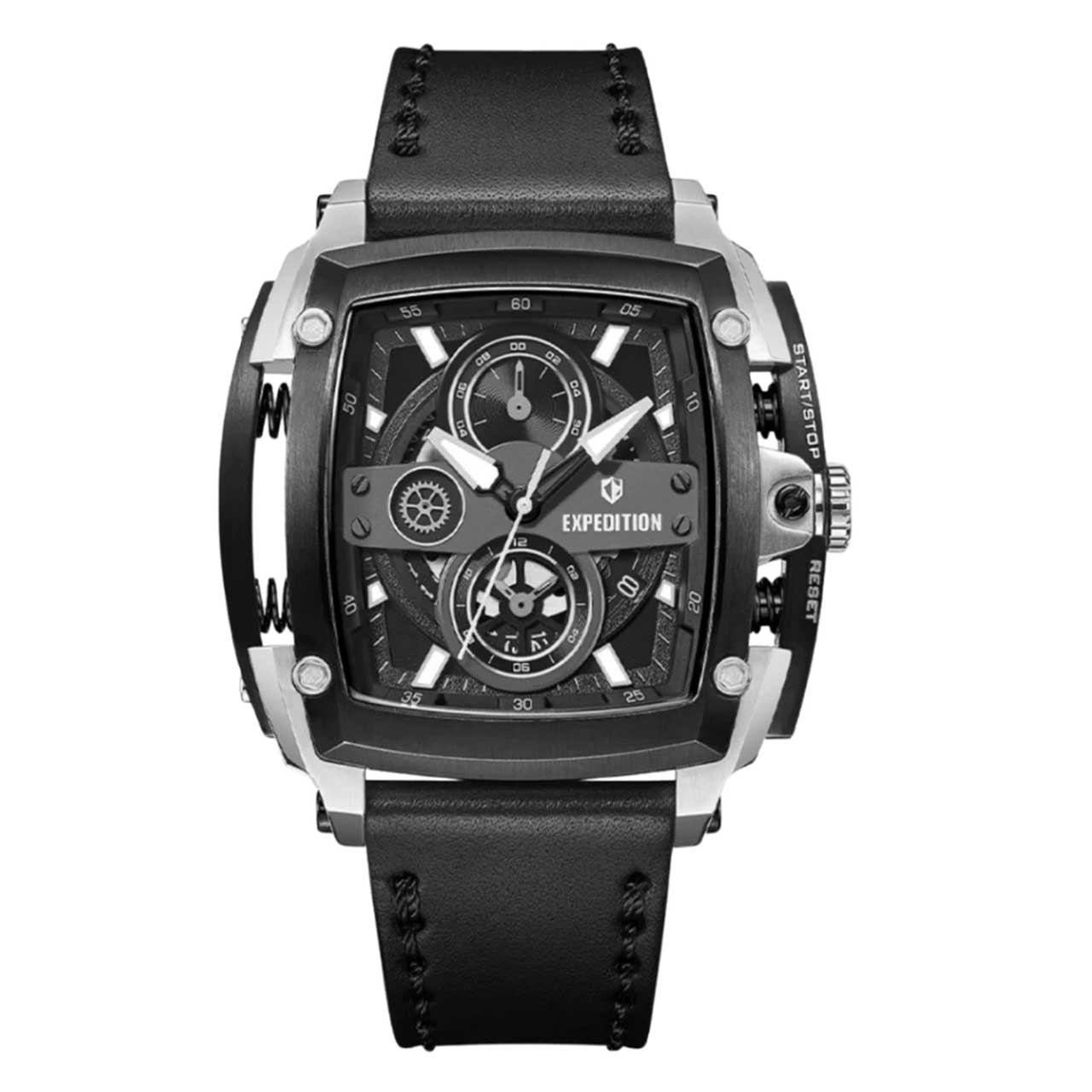 Expedition Jam Tangan Pria - Black Silver - Leather - 3008 GCLTEBA