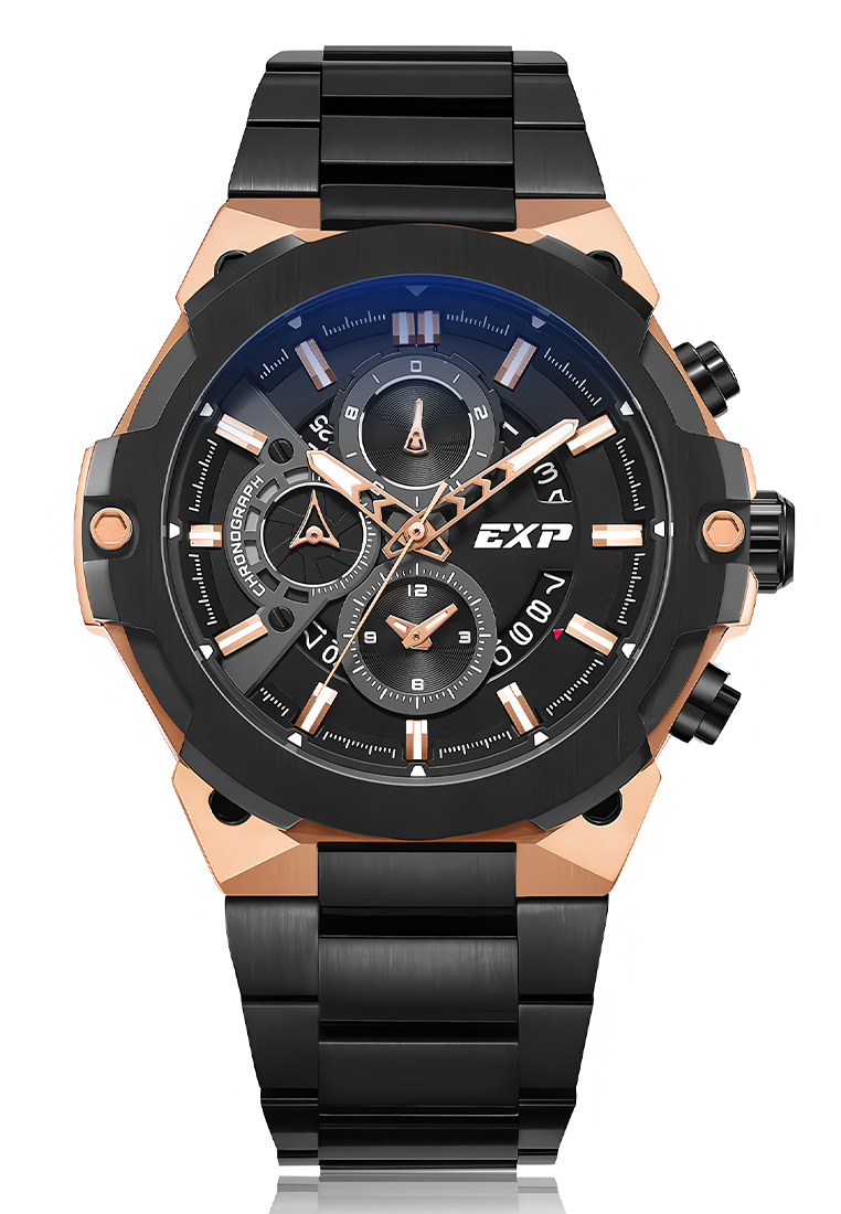Expedition EXP - Jam Tangan Chronograph Pria - Rosegold Black Stainless Steel - 6838 MCBBRBA