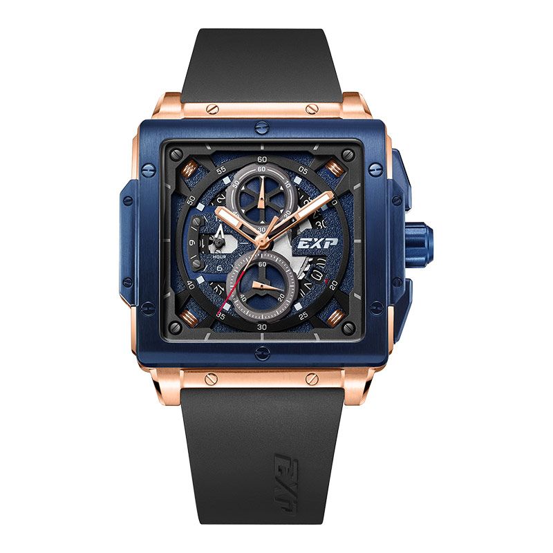 Expedition Jam Tangan Pria Expedition Chronograph E 6844 MC RURBU Men Blue Dial Black Rubber Strap