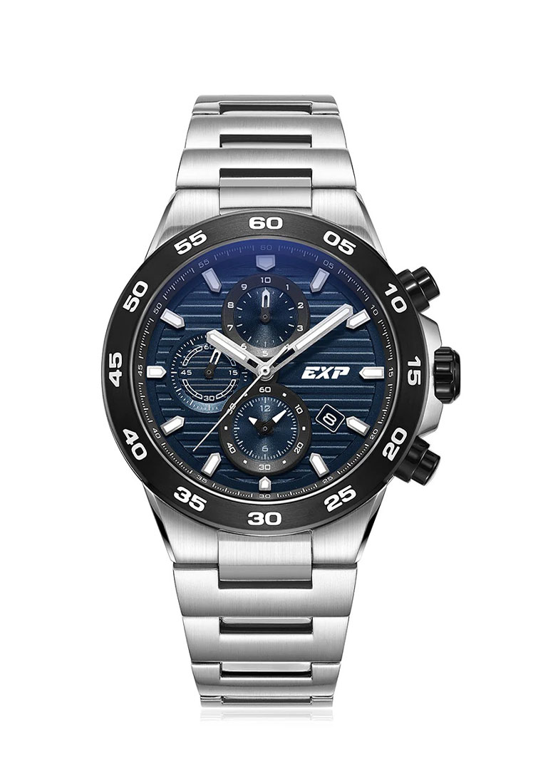 Expedition Jam Tangan Pria - Silver Black Blue - Stainless Steel - 6848 MCBTBBU