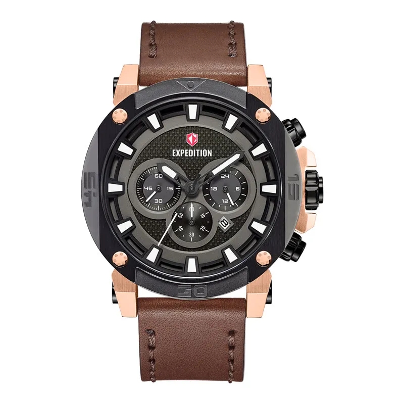 Expedition Jam Tangan Pria Expedition Chronograph E 6606 MC LBRBABO Leather Strap