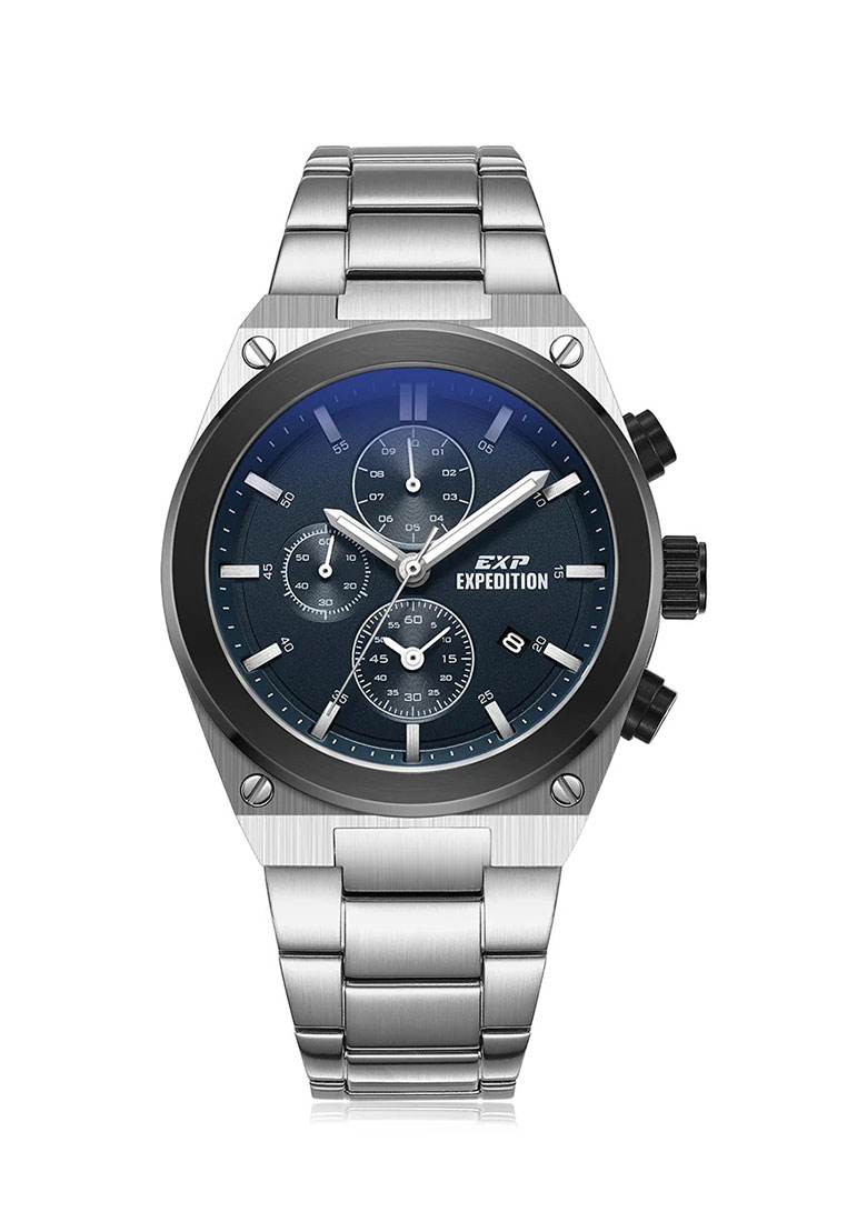 Expedition Jam Tangan Pria - Silver Black Blue - Stainless Steel - 6850 MCBTBBU