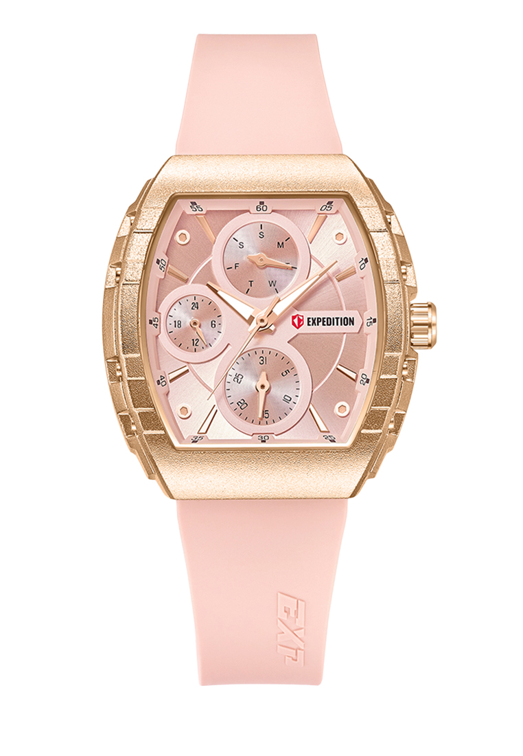 Expedition Multifunction Ladies Pink Alumunium Rose Gold Alumunium Pink Rubber 33mm x 35.5mm - E6782