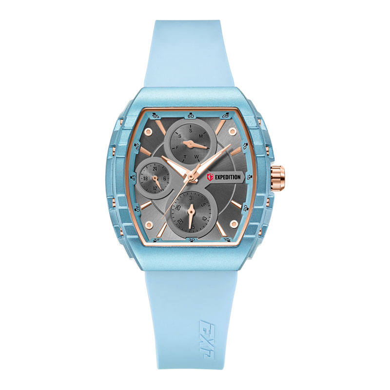 Expedition Jam Tangan Wanita Expedition Ladies E 6782 BF RRGGRLBAL Grey Dial Blue Rubber Strap