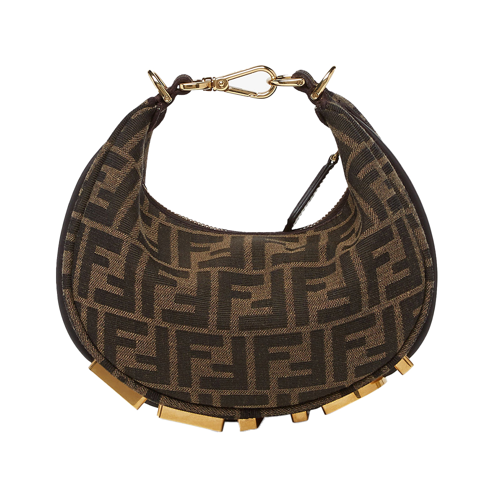 Fendi F'graphy FF Jacquard Mini Hobo Bag Dark Brown