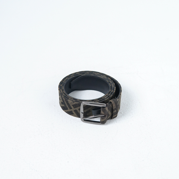 Fendi Ikat Pinggang FENDI FF MONOGRAM BLACK BROWN CANVAS BELT 100% ORIGINAL