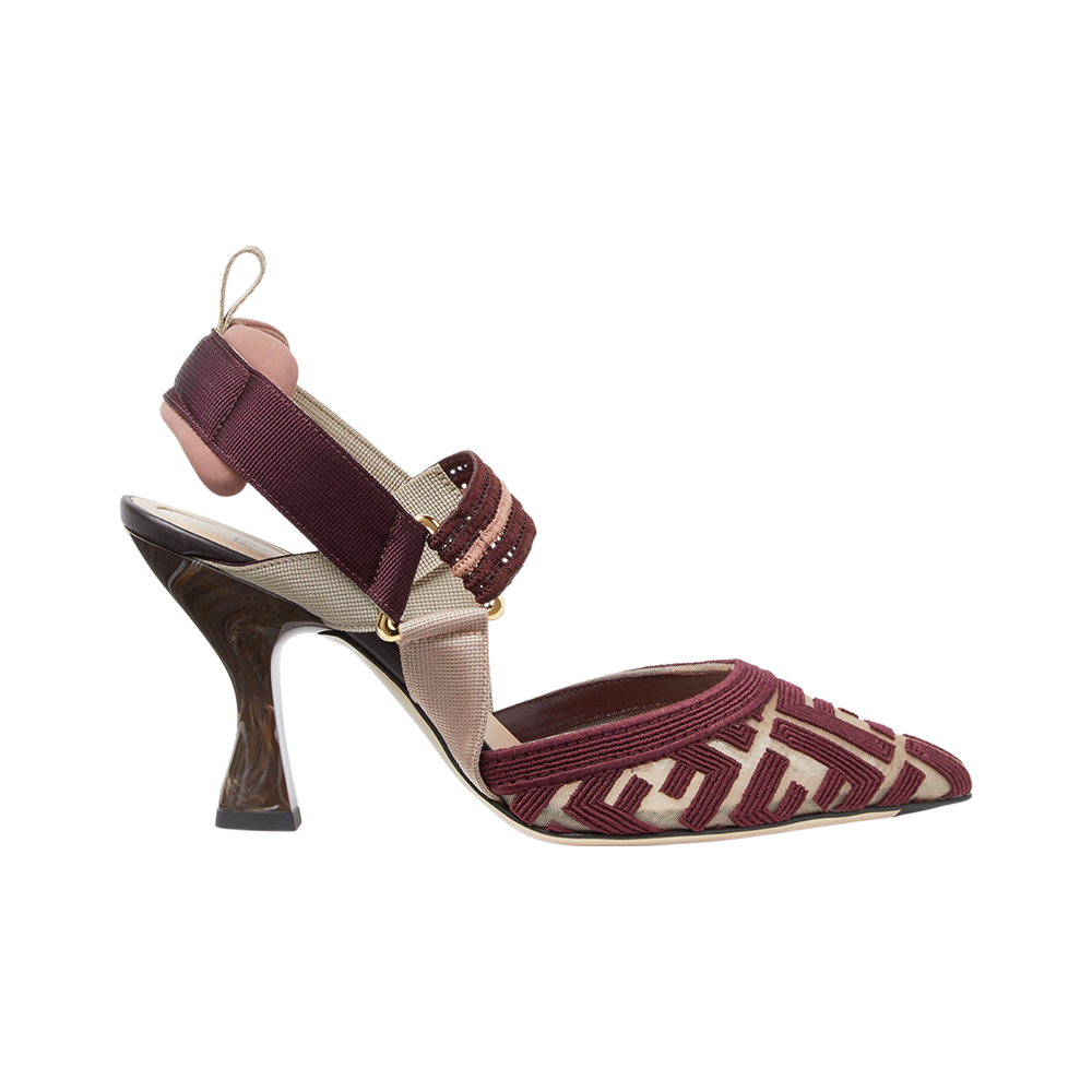 Fendi Colibri 85 FF Fabric High-Heeled Slingbacks Red