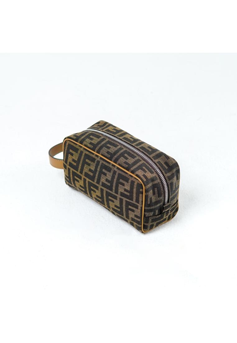 Fendi Tas FENDI FF BIG MONOGRAM BLACK BROWN CANVAS POUCH 100% ORIGINAL