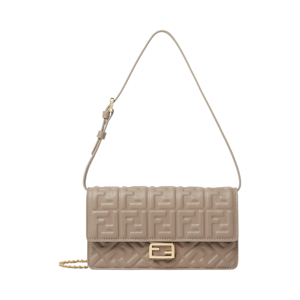 Fendi Baguette FF Quilted Wallet On Chain Bag Grey