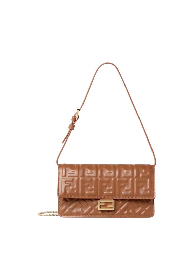 Fendi Baguette FF Quilted Wallet On Chain Bag Sellier Brown